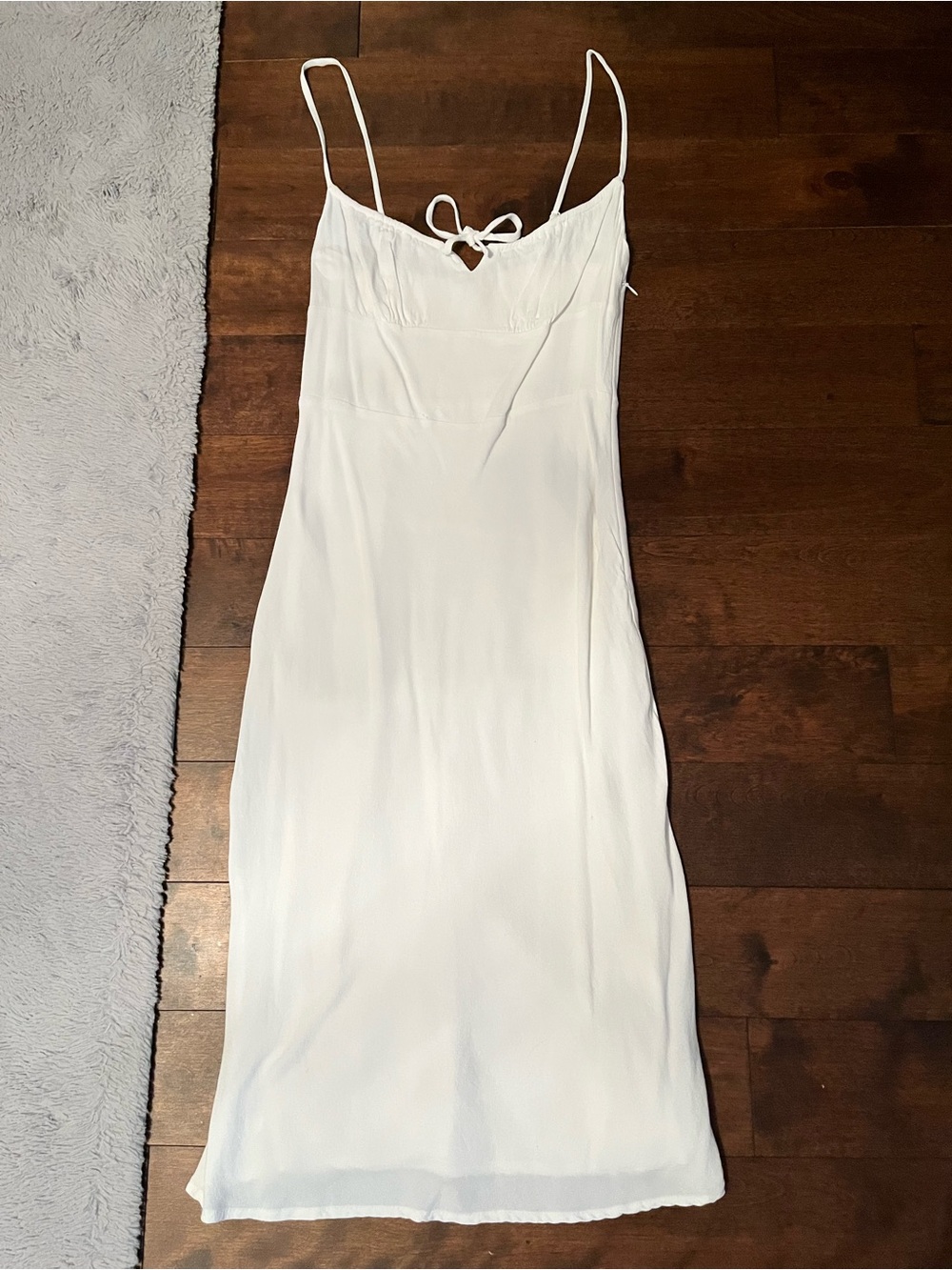 Aritzia White Midi Slip Dress with Front Tie